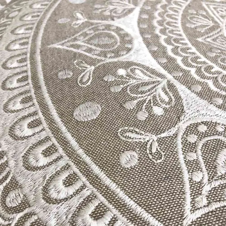 Close-up Embroidery Detail on Ottoman