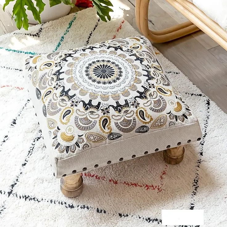 Mandala Paisley Embroidered Stool